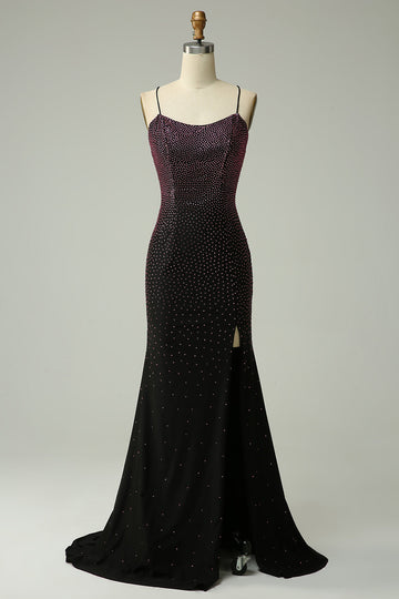 Dark Purple Spaghetti Straps Mermaid Ball Dress with Beading